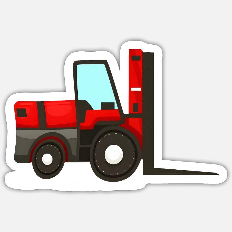 Roter Gabelstabler - Sticker Größe S (10 x 10 cm) - Mattweiß