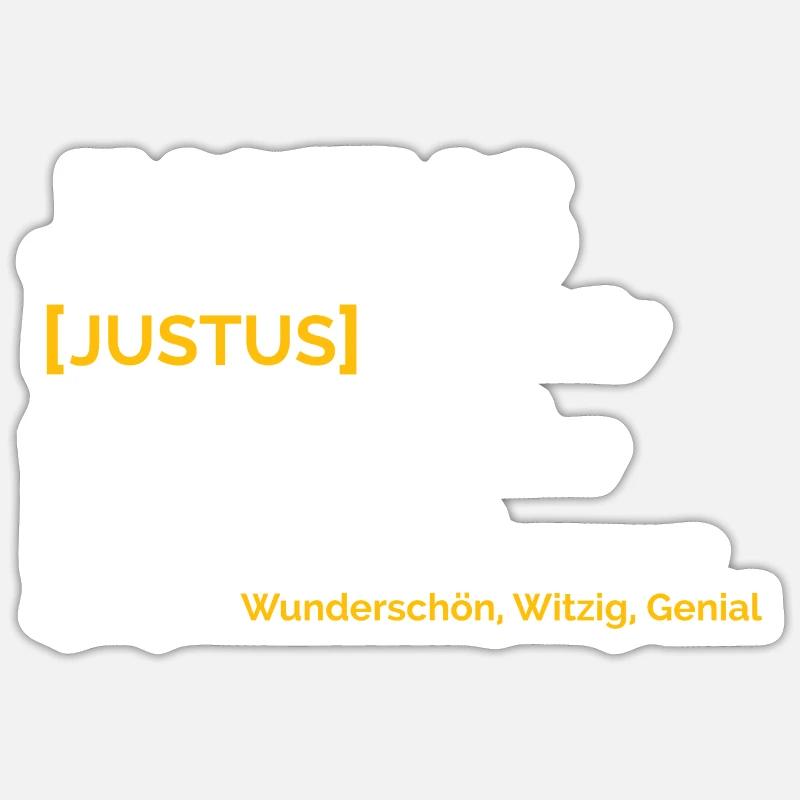 Justus - Sticker Größe S (10 x 10 cm) - Mattweiß
