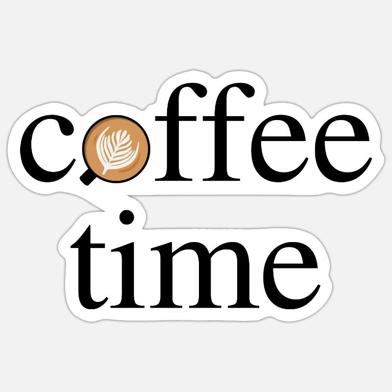 L’heure du café – C’est l’heure d’un café ! - Sticker taille S (10 x 10 cm) - blanc mat