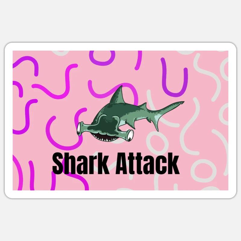 Attaque de requin Sticker taille S (10 x 10 cm)
