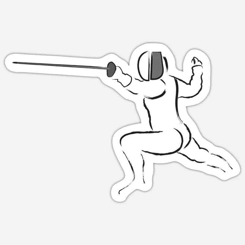 Fechten - Sticker Größe S (10 x 10 cm) - Mattweiß