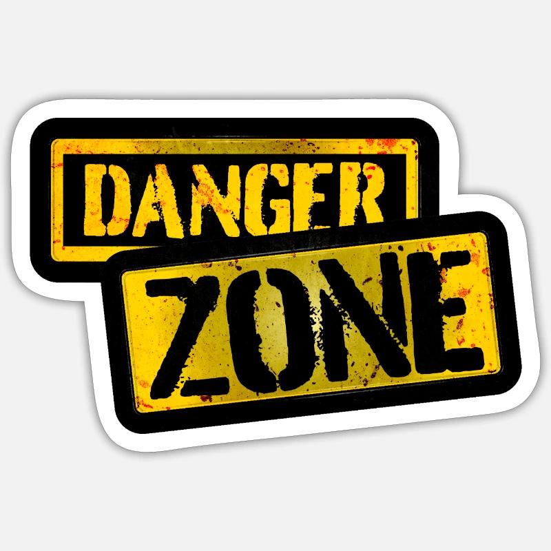 Danger zone - Sticker taille S (10 x 10 cm) - blanc mat