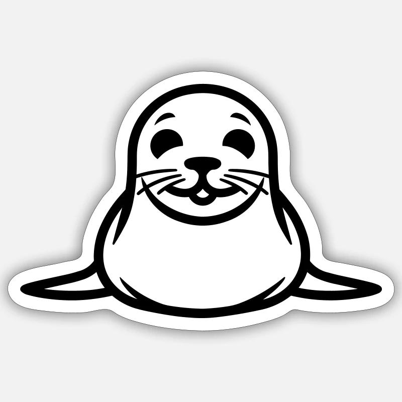 Seelöwe - Sticker Größe S (10 x 10 cm) - Mattweiß