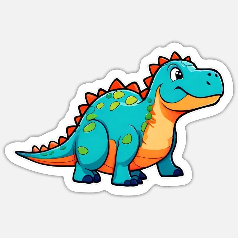 Dinosaure comique mignon - Sticker taille S (10 x 10 cm) - blanc mat