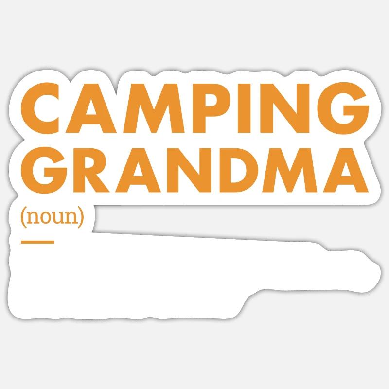 Camper Grand-mère Définition Camping - Sticker taille S (10 x 10 cm) - blanc mat