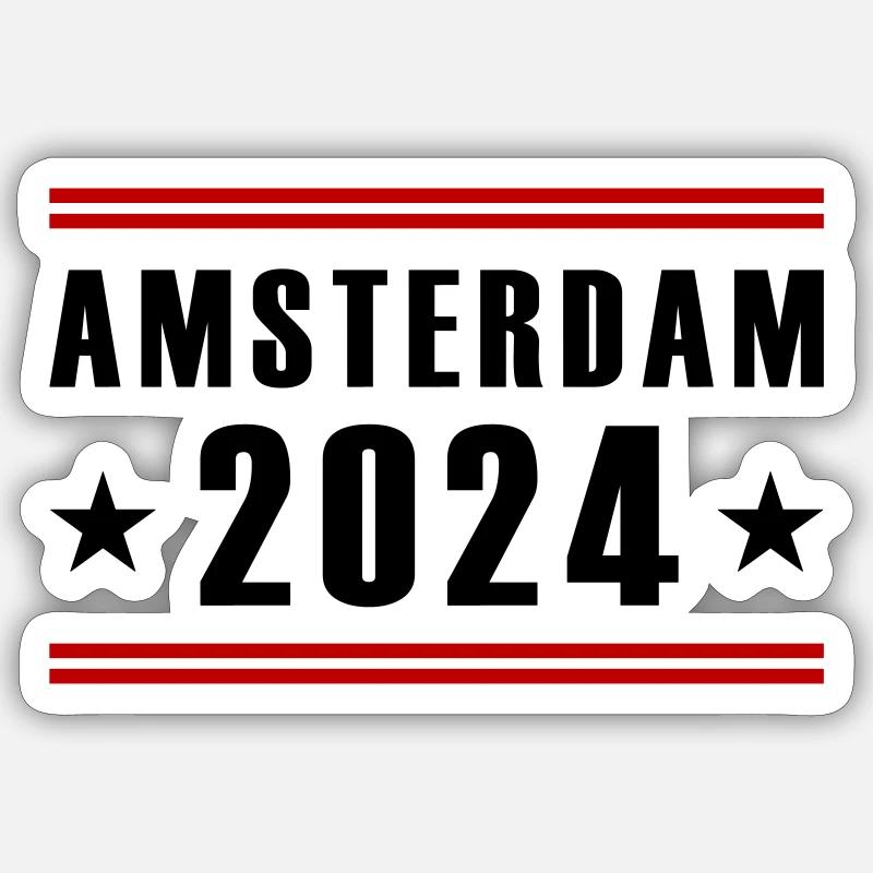 Amsterdam 2024 - Sticker taille S (10 x 10 cm) - blanc mat