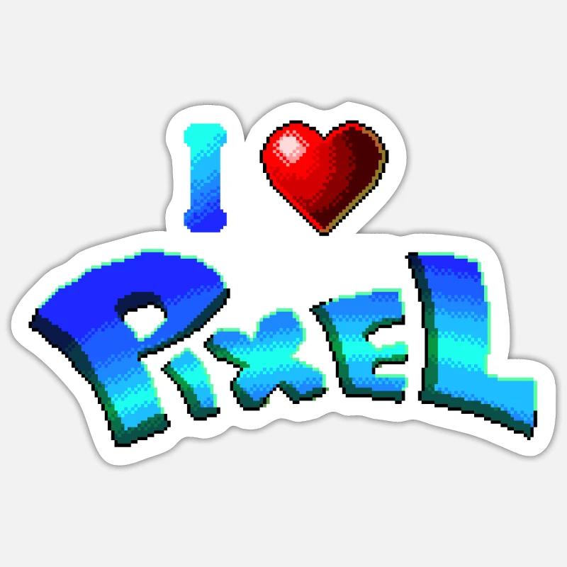 Ich liebe Pixel - Sticker Größe S (10 x 10 cm) - Mattweiß