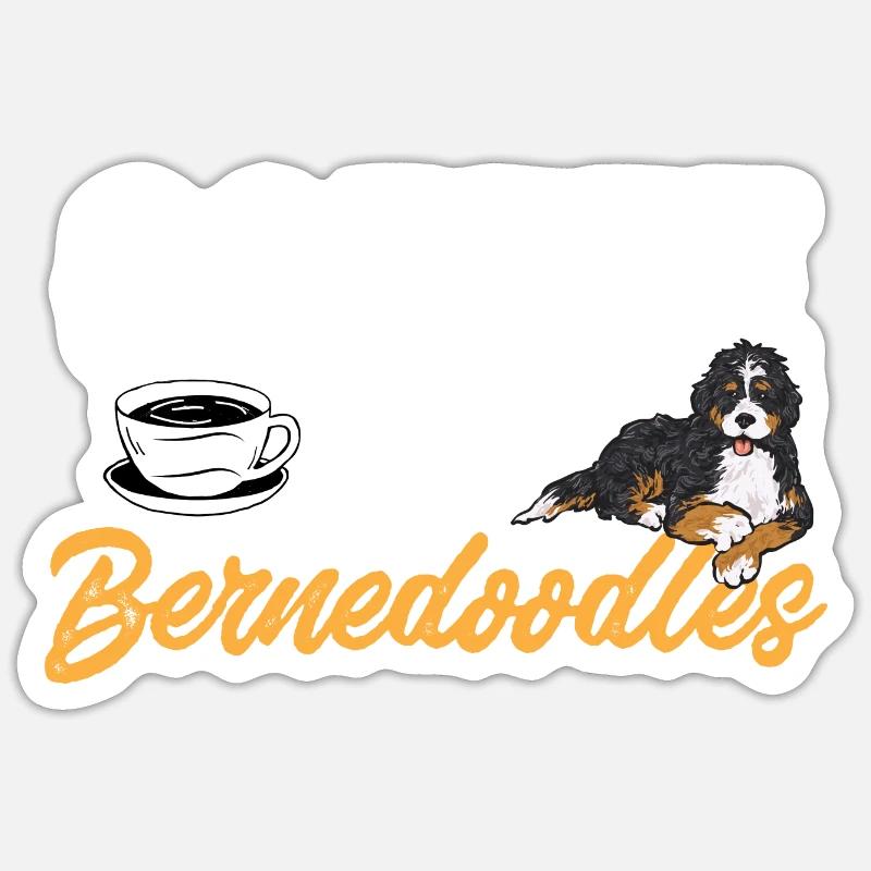 Chien Bernedoodle - Sticker taille S (10 x 10 cm) - blanc mat