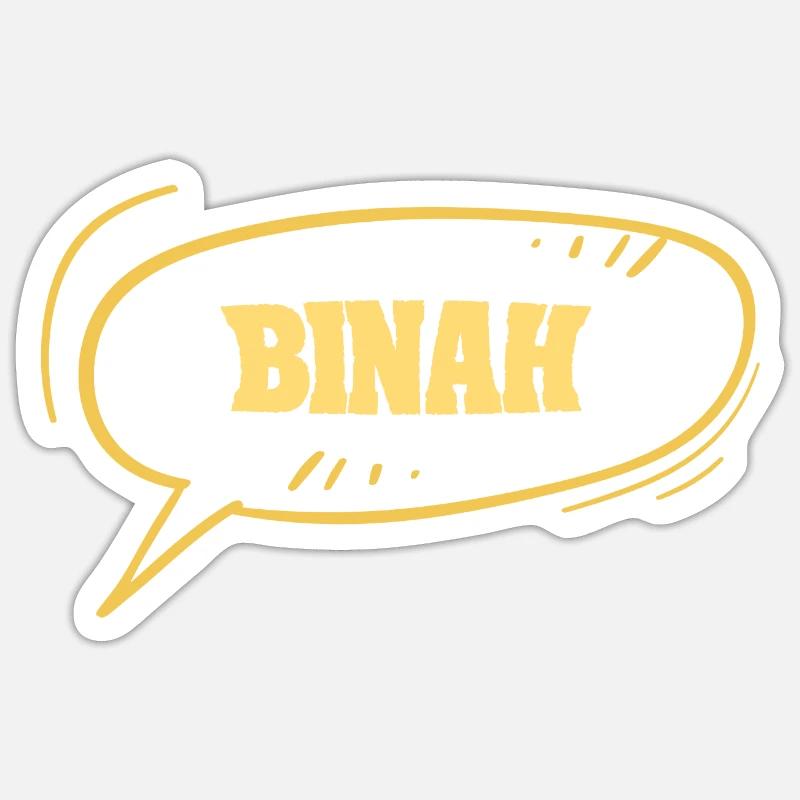 Prénom Binah - Sticker taille S (10 x 10 cm) - blanc mat