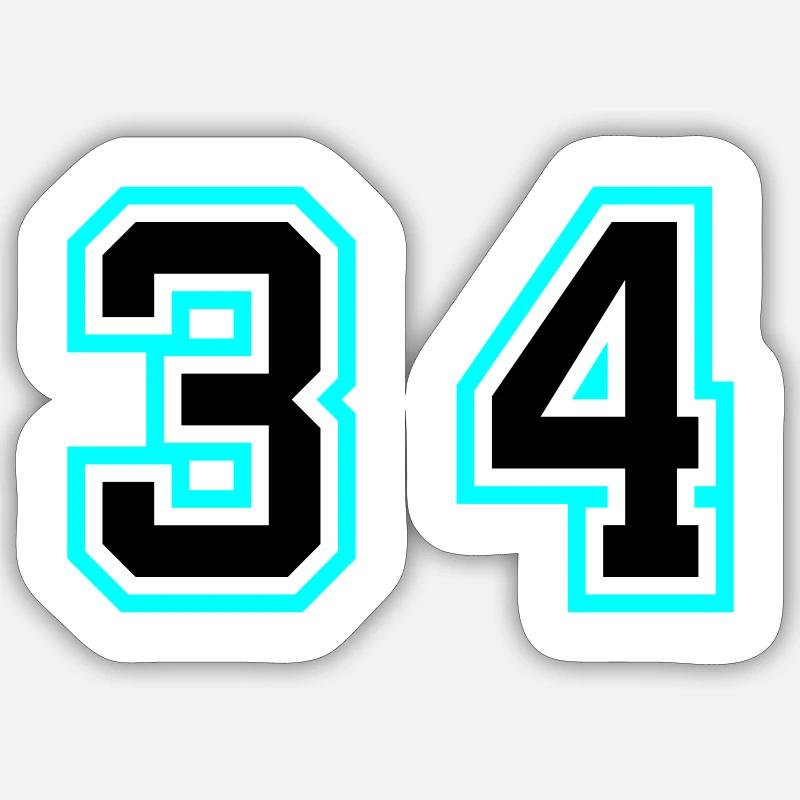 34 Symbole numérique - Sticker taille S (10 x 10 cm) - blanc mat