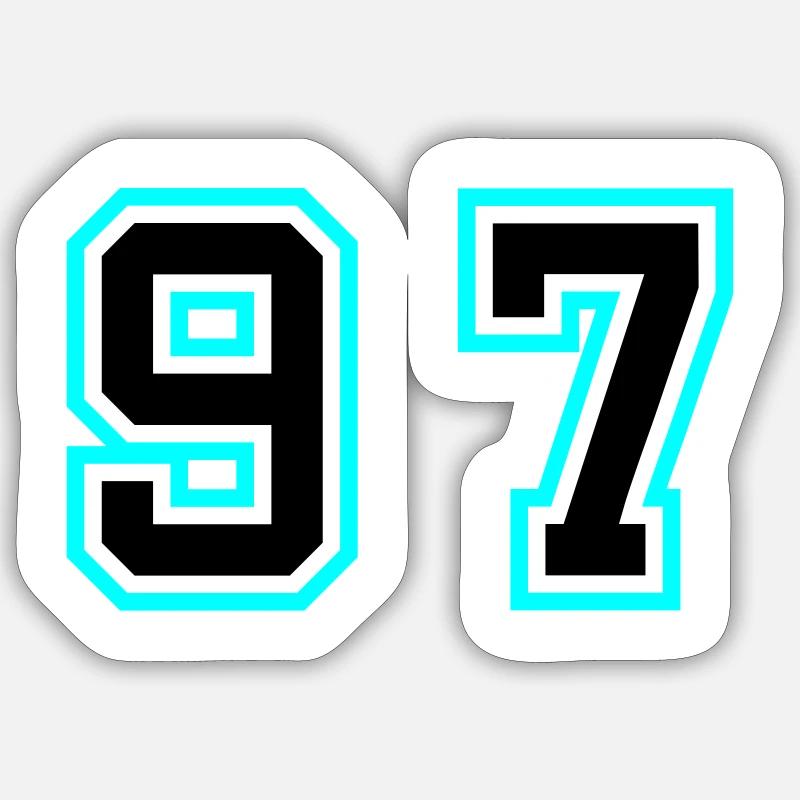 97 Symbole numérique - Sticker taille S (10 x 10 cm) - blanc mat