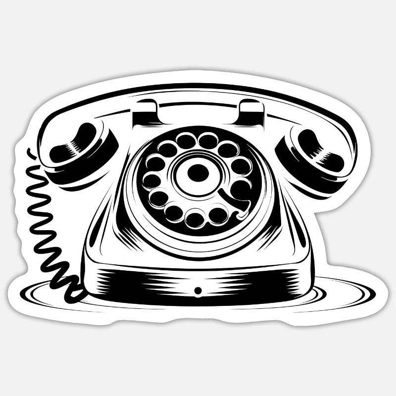 Dessin de téléphone à l’ancienne - Sticker taille S (10 x 10 cm) - blanc mat