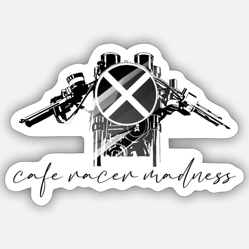 Cafe racer - Sticker taille S (10 x 10 cm) - blanc mat