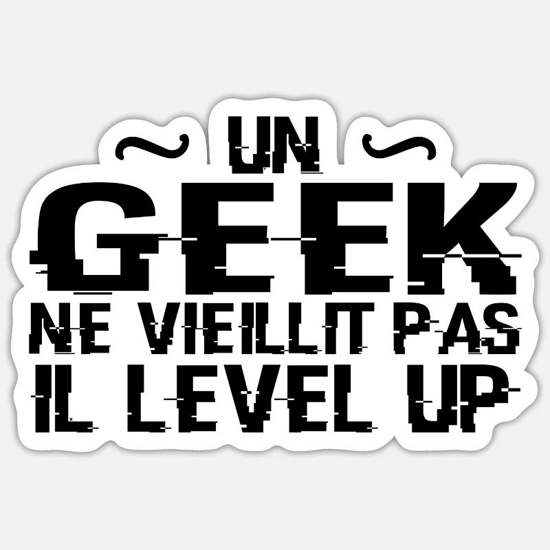 Ein Geek wird nicht alt, er steigt auf Sticker Größe S (10 x 10 cm)