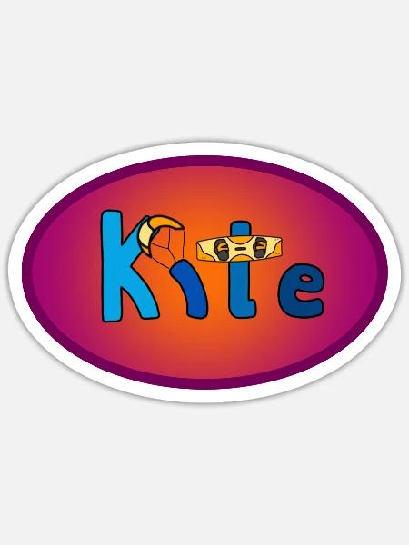 Kite Schriftzug Oval - Sticker Größe S (10 x 10 cm) - Mattweiß