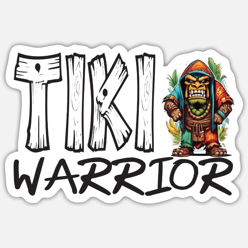 Tiki warrior - Sticker Größe S (10 x 10 cm) - Mattweiß