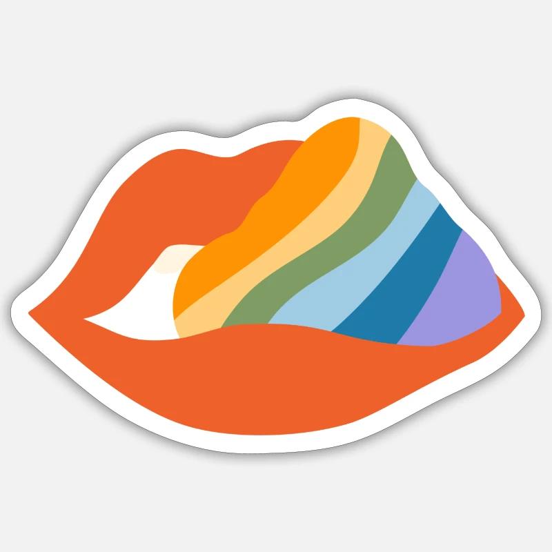 Pride Lips - Sticker size S (10 x 10 cm) - white matte