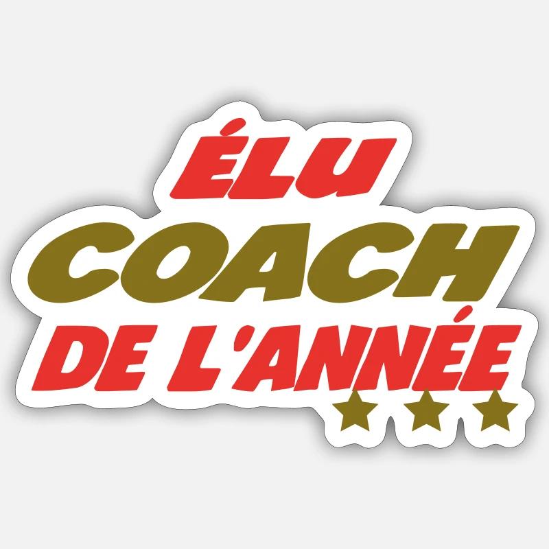 Elu COACH de l'année - Sticker taille S (10 x 10 cm) - blanc mat