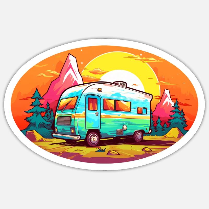 Sommer-Camping - Sticker Größe S (10 x 10 cm) - Mattweiß