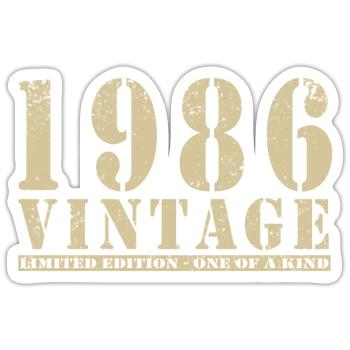 Original 1986 Vintage Vintage Retro Geburtstag - Sticker Größe S (10 x 10 cm) - Mattweiß - Vorne