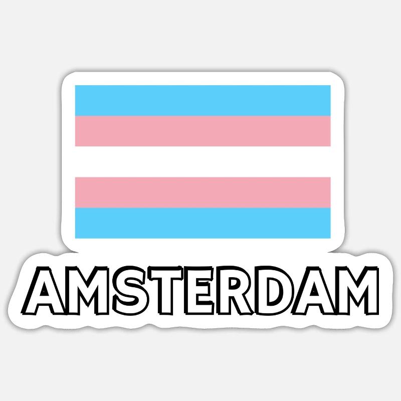 Trans Pride Flag Amsterdam - Sticker size S (10 x 10 cm) - white matte