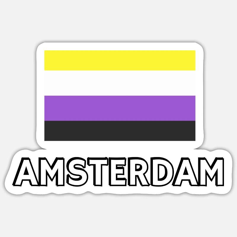 Non binary Pride Flag Amsterdam Sticker size S (10 x 10 cm)