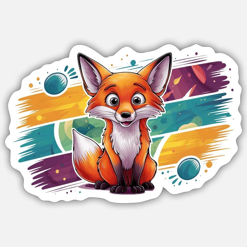 Fuchs - Illustration - Sticker Größe S (10 x 10 cm) - Mattweiß