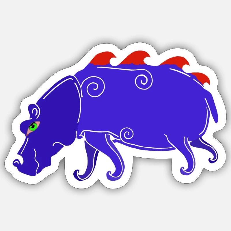 Psychedelic Hippo Sticker Größe S (10 x 10 cm)