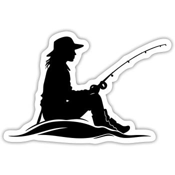 Fishing Woman Icon - Sticker size S (10 x 10 cm) - white matte - Front