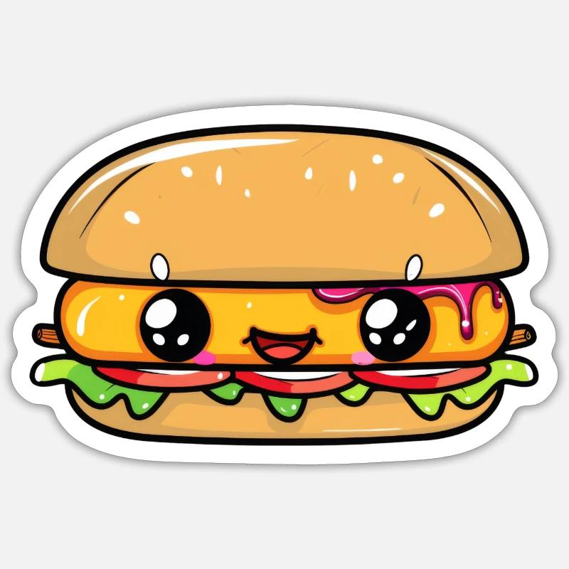 Burger with a face Sticker size S (10 x 10 cm)