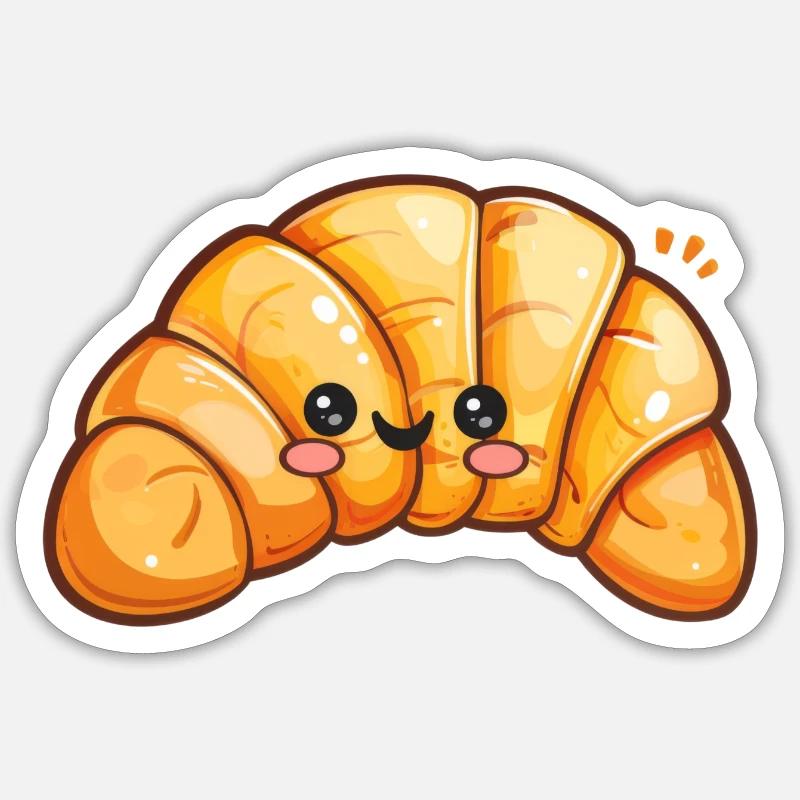 Süßes Croissant Comic Sticker Größe S (10 x 10 cm)