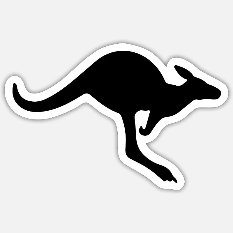 Kangaroo Silhouette Black - Sticker size S (10 x 10 cm) - white matte