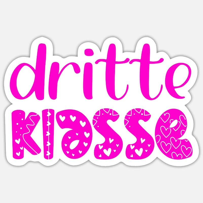 Grundschule 3. Klasse - Dritte Schulklasse - Sticker Größe S (10 x 10 cm) - Mattweiß