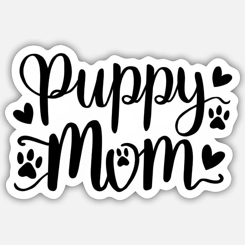 chiot chien - Sticker taille S (10 x 10 cm) - blanc mat