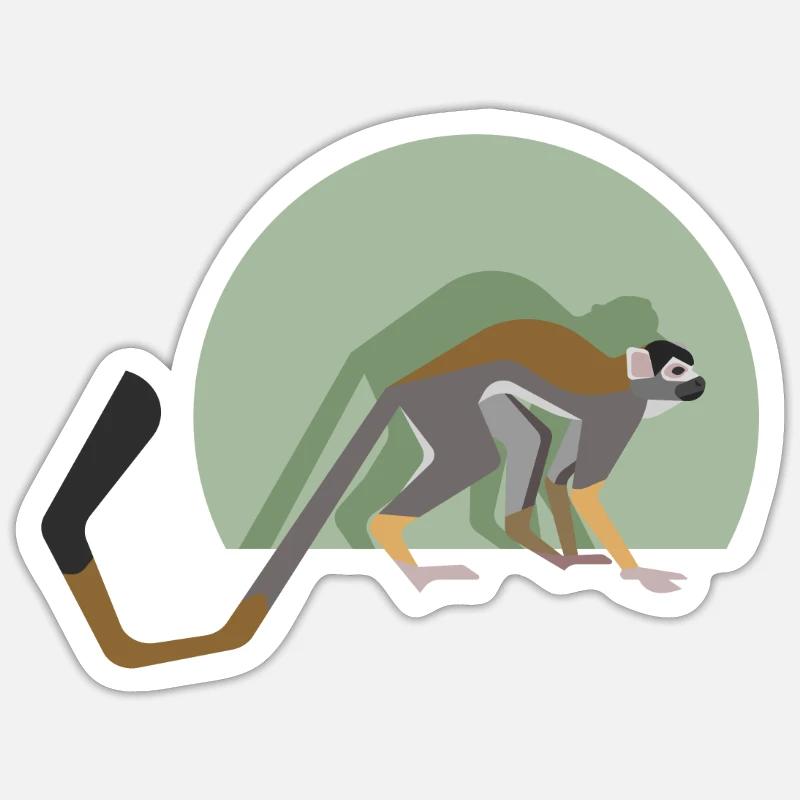 Singe écureuil - Sticker taille S (10 x 10 cm) - blanc mat