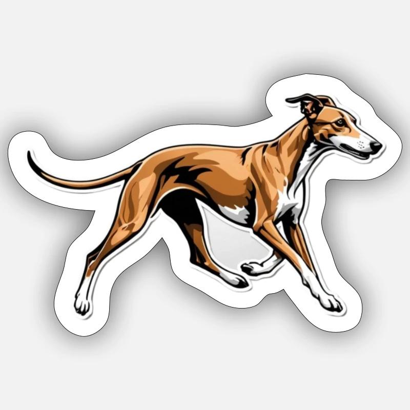 Dynamic Greyhound Running Illustration - Sticker size S (10 x 10 cm) - white matte