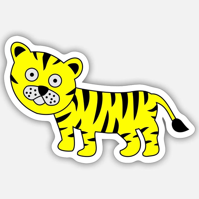 Tigre Drôle - Sticker taille S (10 x 10 cm) - blanc mat