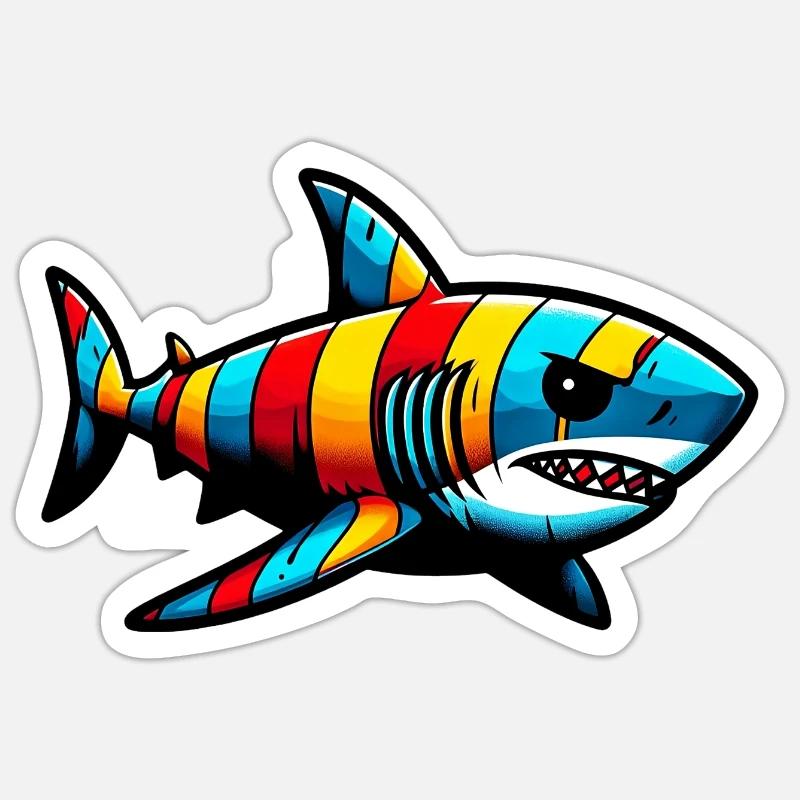 Requin - Sticker taille S (10 x 10 cm) - blanc mat
