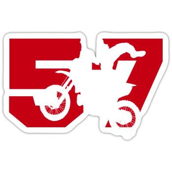 Moto 57 motard - Sticker taille S (10 x 10 cm) - blanc mat - Devant