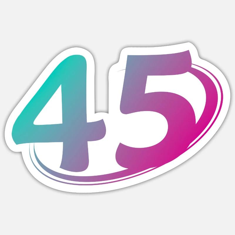 Numéro 45 multicolore Sticker taille S (10 x 10 cm)