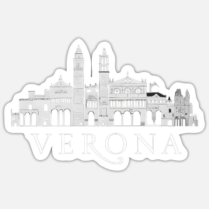 Verona Skyline - Sticker Größe S (10 x 10 cm) - Mattweiß