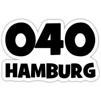 040 - H - Hamburg - Vorwahl - Telefon telefonieren - Sticker Größe S (10 x 10 cm) - Mattweiß - Vorne