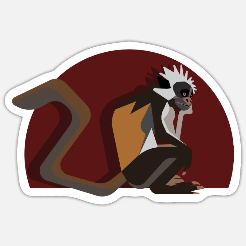 Sansibarstummelaffe - Sticker Größe S (10 x 10 cm) - Mattweiß