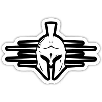 Spartaner Helm Krieger Gladiator - Sticker Größe S (10 x 10 cm) - Mattweiß - Vorne