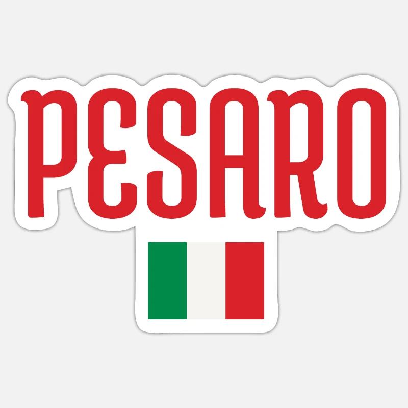 PESARO Drapeau de l’Italie - Sticker taille S (10 x 10 cm) - blanc mat
