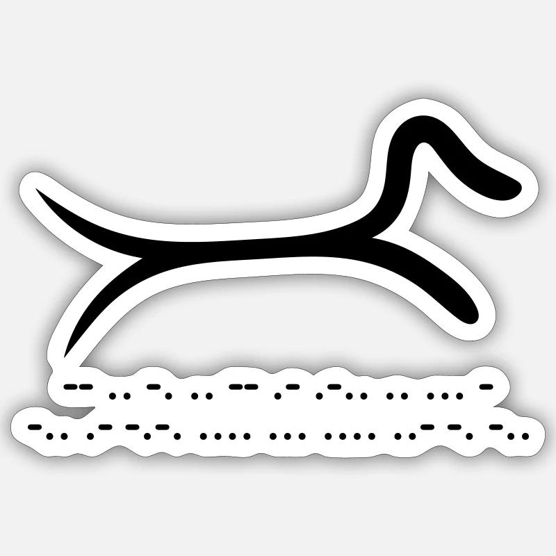 Dackel mit Morsecode - Sticker Größe S (10 x 10 cm) - Mattweiß