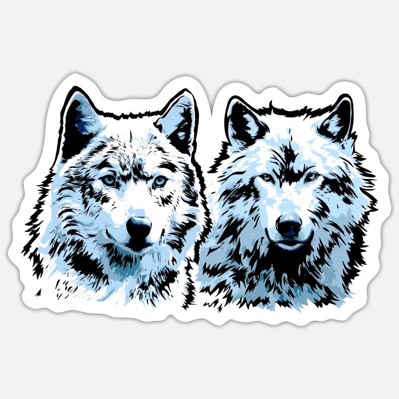 Geri and Freki - Sticker size S (10 x 10 cm) - white matte