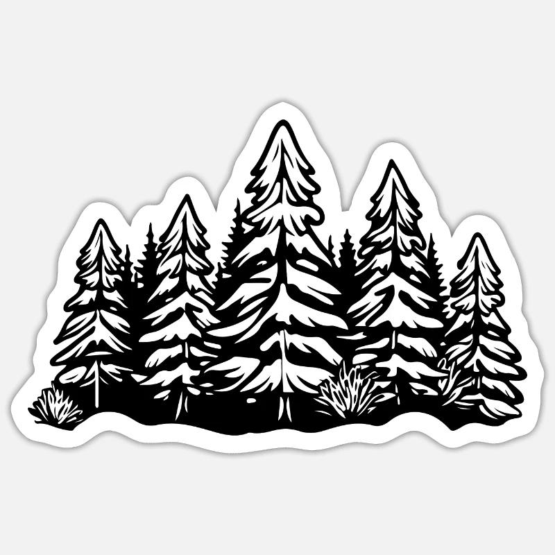 Forest Trees - Sticker size S (10 x 10 cm) - white matte