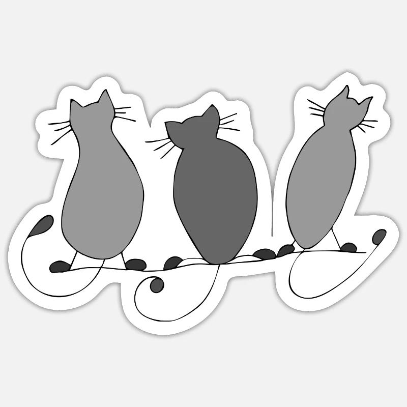 Chats - Sticker taille S (10 x 10 cm) - blanc mat