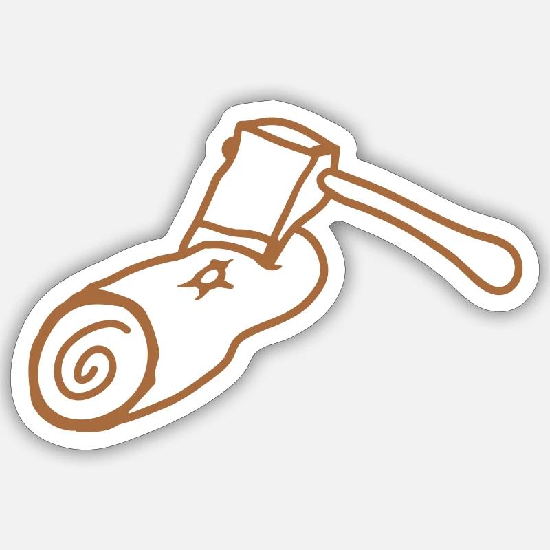 Axt Baum Fällen Holzfäller Wald Stumpf Holz Hacken Sticker Größe S (10 x 10 cm)